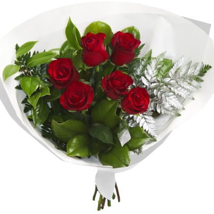 6 red roses bouquet